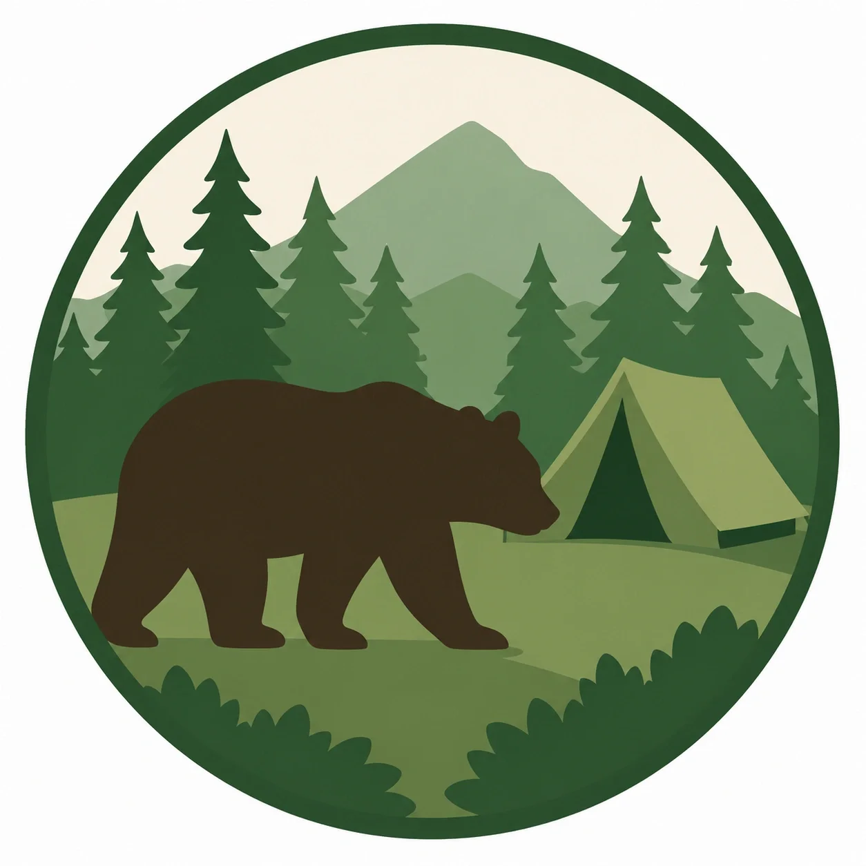 Bear safety icon for wildlife camping destinations
