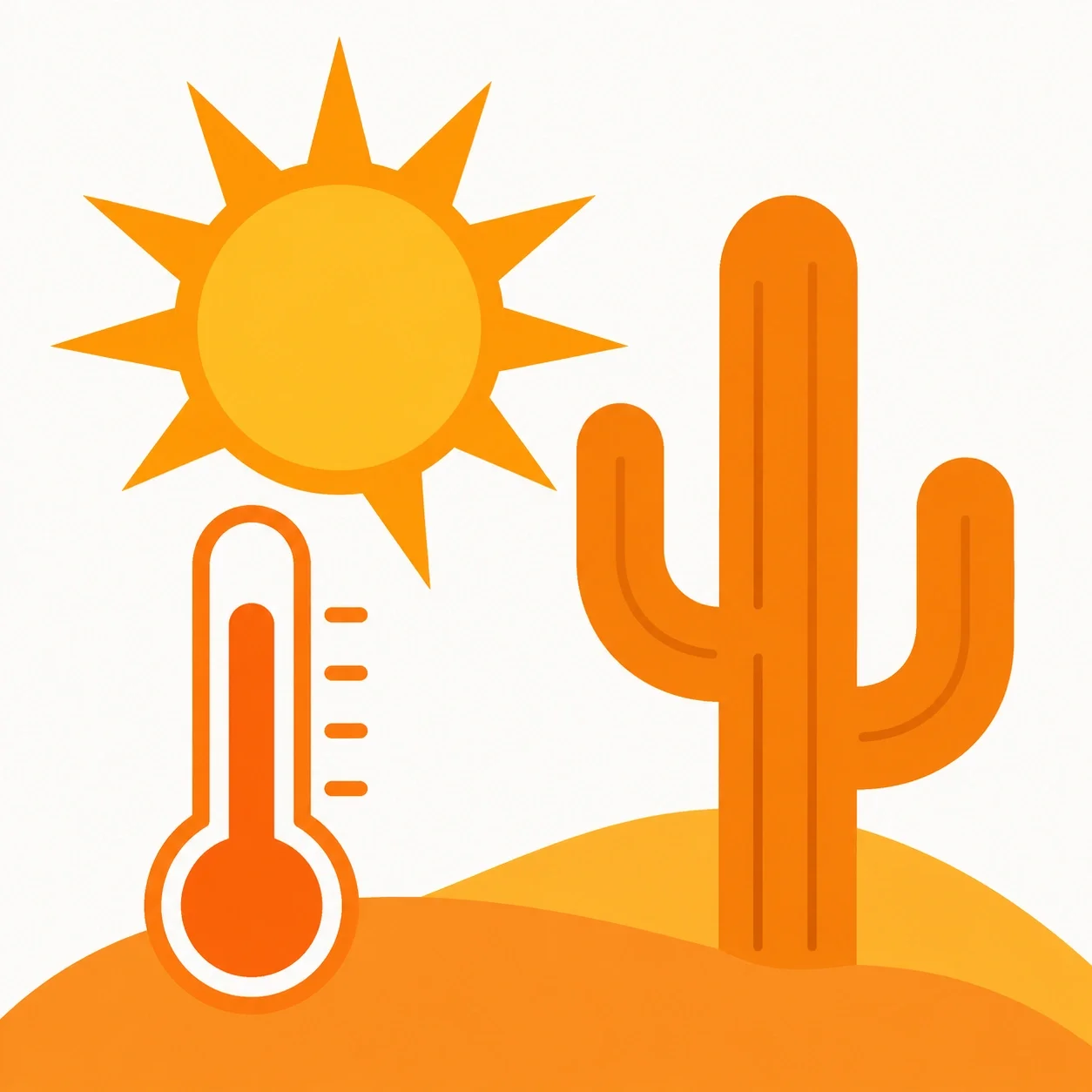 Desert heat safety icon for hot climate camping