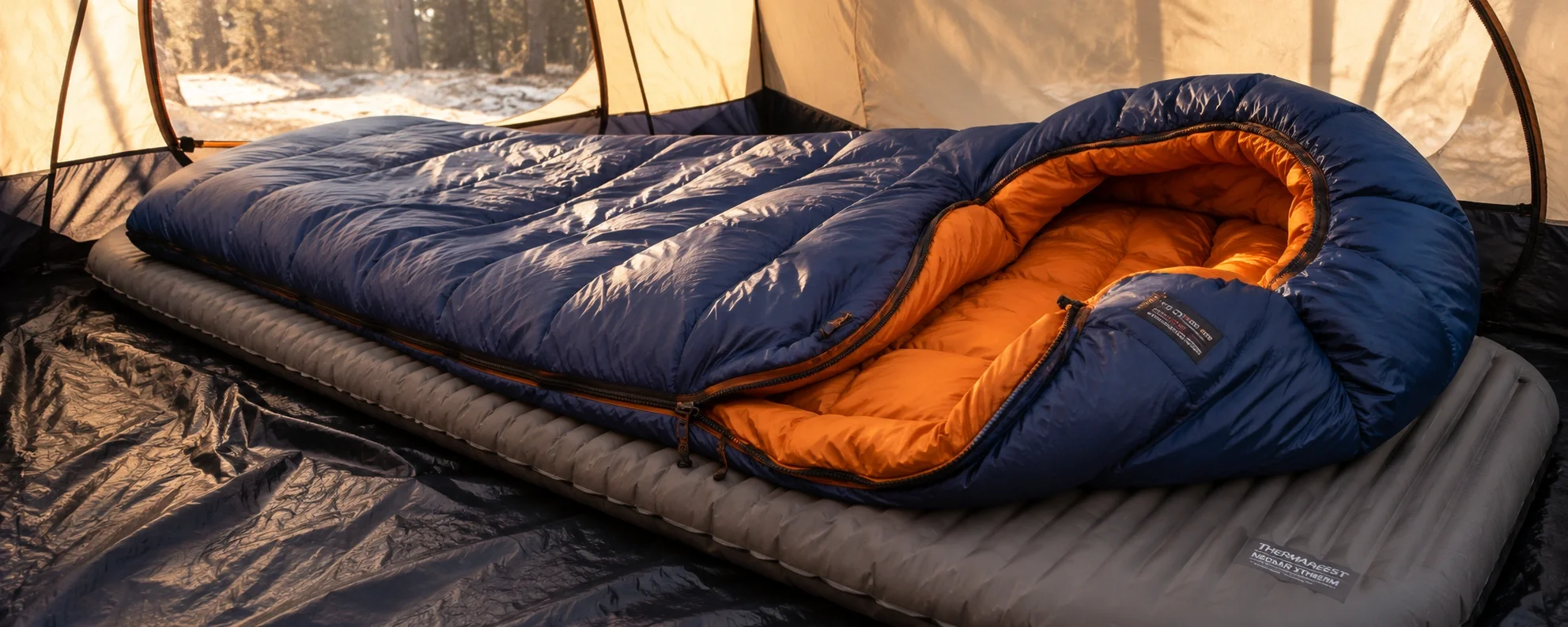 Warm winter sleeping bag rated for sub-zero temperatures