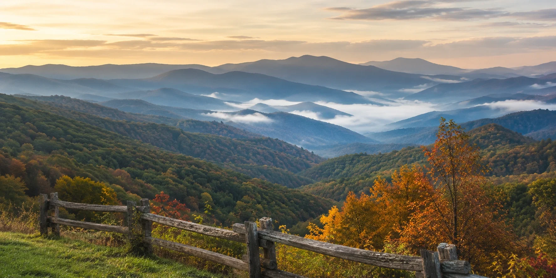 Misty mountain views in Great Smoky Mountains National Park