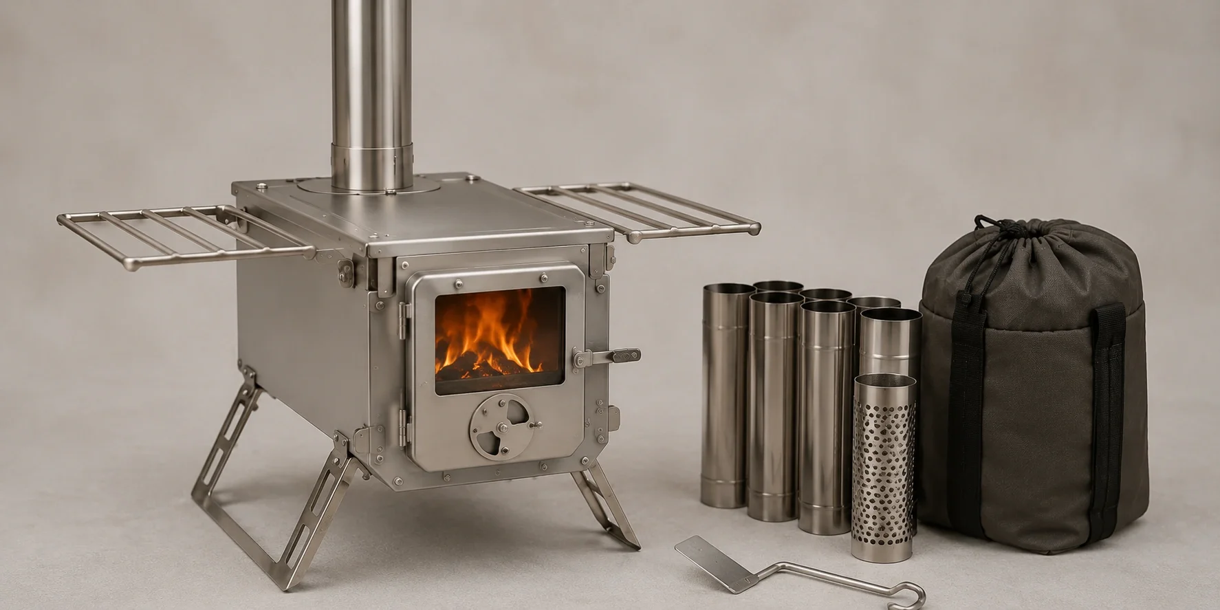 Lightweight wood stove for hot tent camping