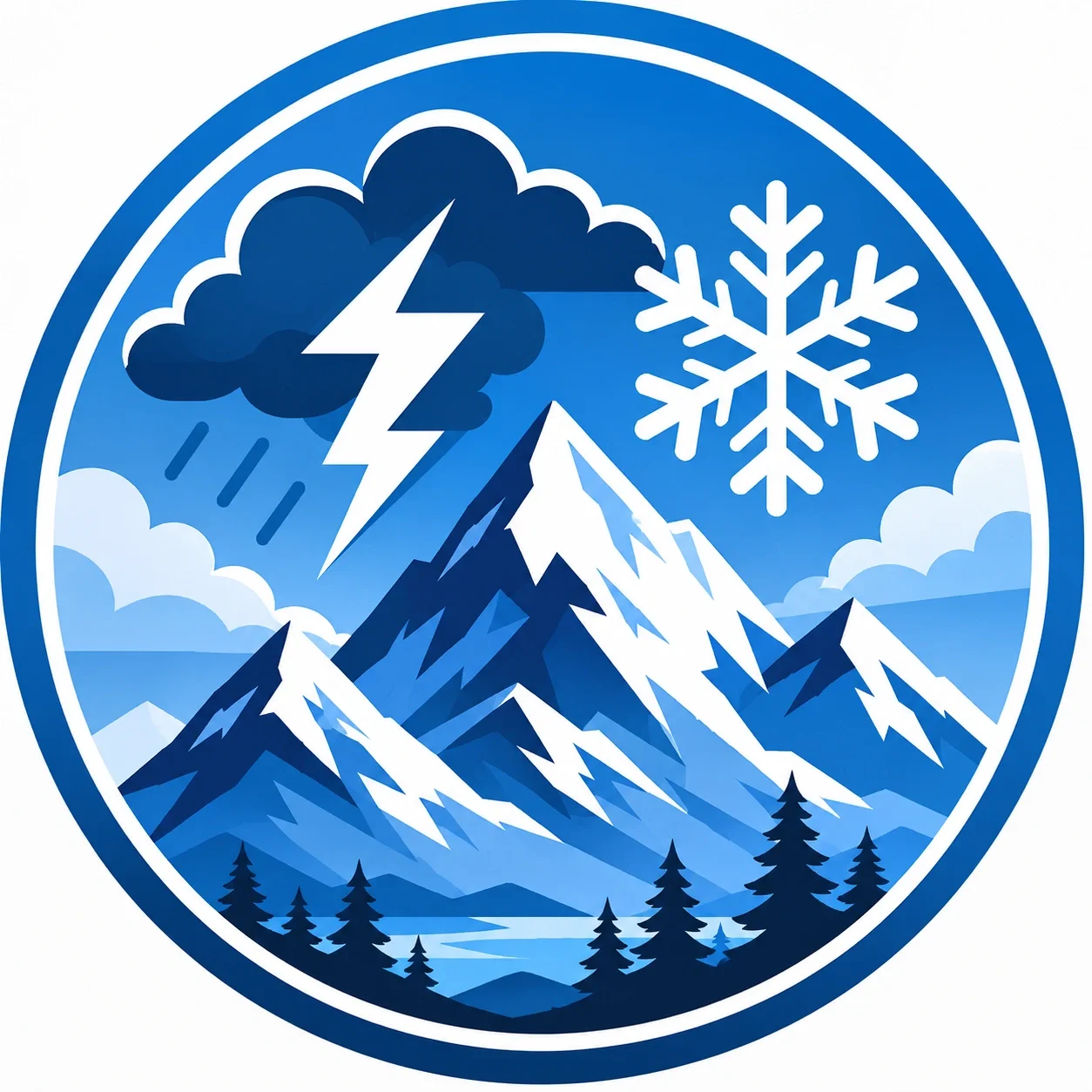 Mountain weather safety icon for alpine camping