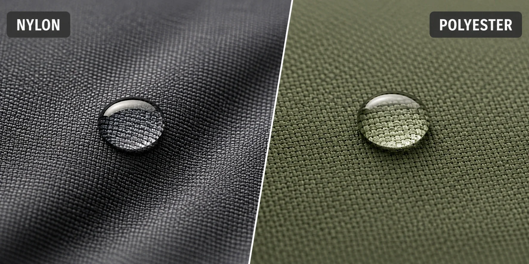 Close-up of tent fabric showing nylon and polyester weave patterns